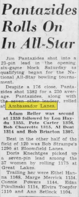 Ambassador Lanes (Argyle Lanes) - Oct 1959 Article (newer photo)